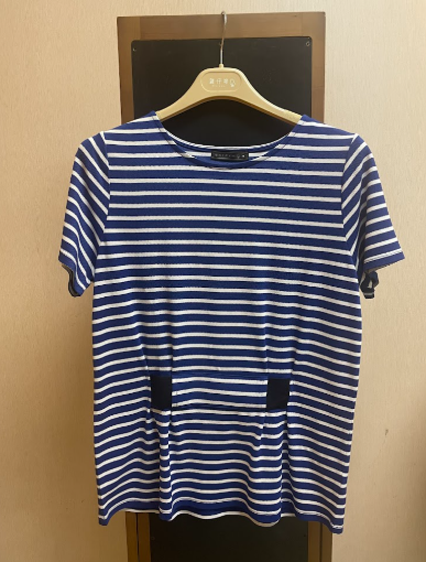 Picture of [Pre Order]Women's Short Sleeve Top B570 Blue Wt Stripe